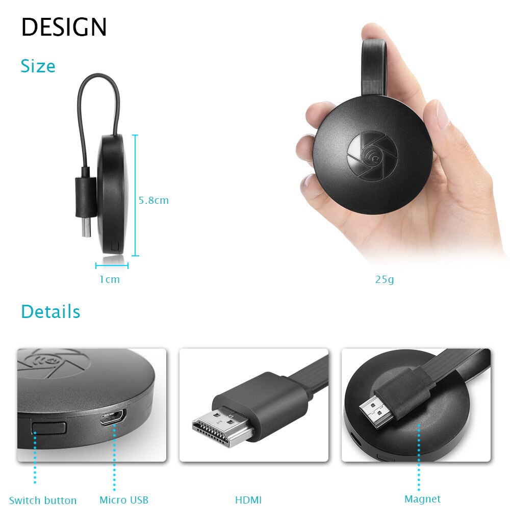 Mirascreen G2 Wireless WiFi Display Receiver Dongle TV Stick Airplay Mirror Screen Support IOS Android Phone to TV Chromecast. 