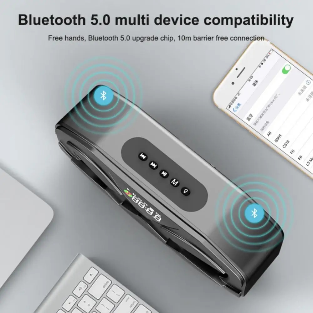 Powerful Bass Wireless Bluetooth Speaker LED Rhythm Flash Luidspreker FM Radio Wekker TF Card Super 6D Surround Sound Subwoofer. 
