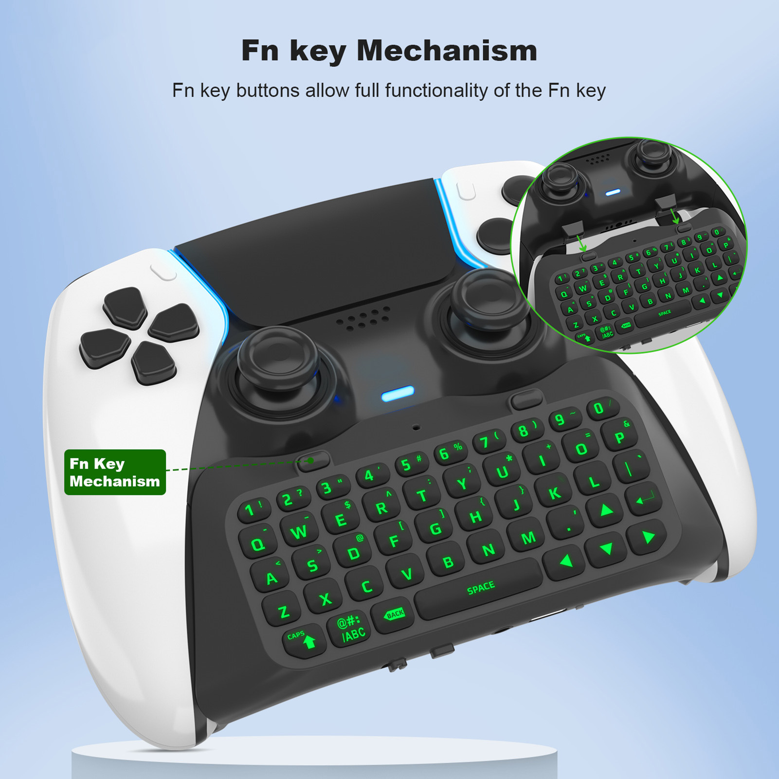Backlit Keyboard for Gamers Wireless Backlit Keyboard with Speaker for Ps5 Elite Easy Plug Play less Than Gaming Keyboard with Green Backlight. 