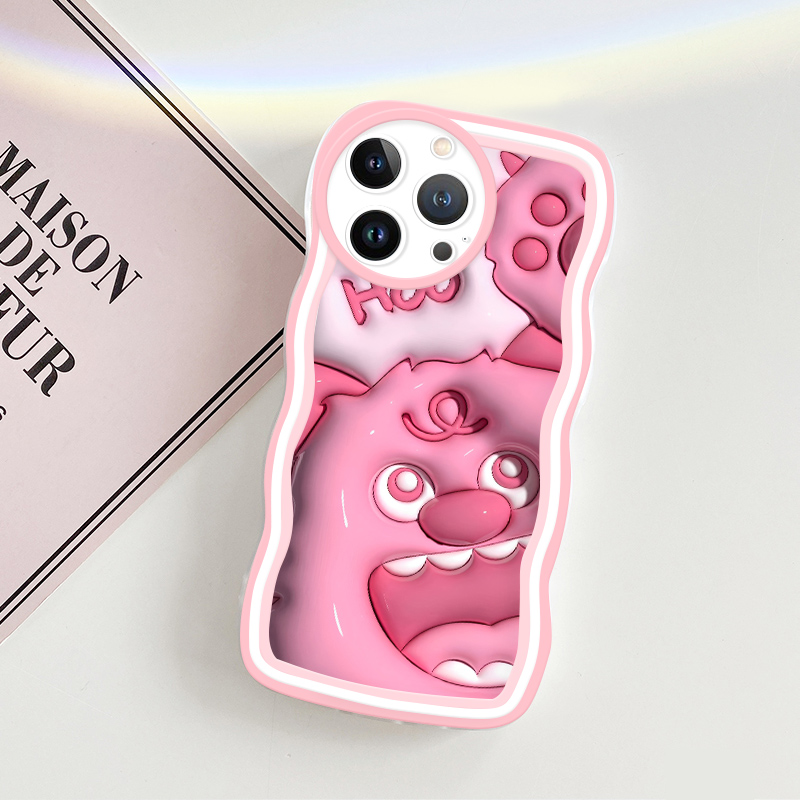 Linemond Pink Big Mouth Bear phone case for Samsung Galaxy Note 10 Plus Note10 Note20 Note20 Pro Note20 Ultra M10 M10S M11 M12 M21 M22 M23 5G M30S M40S M02 cover,soft case for girl. 