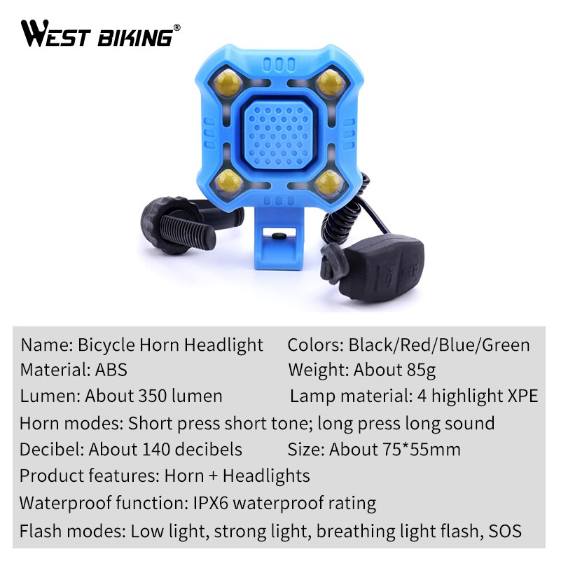 Waterproof High light and highdecibles Bicycle Rechargeable lamp horn - Blue - Cycle Accessories - Cycle Accessories - Cycle Accessories. 