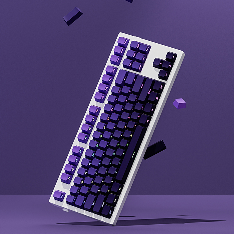 Gradient Purple Double Shot PBT Keycaps Cherry Profile Side Print RGB Backlit Keycaps 135 Keys for Cherry MX Switches Keyboard. 