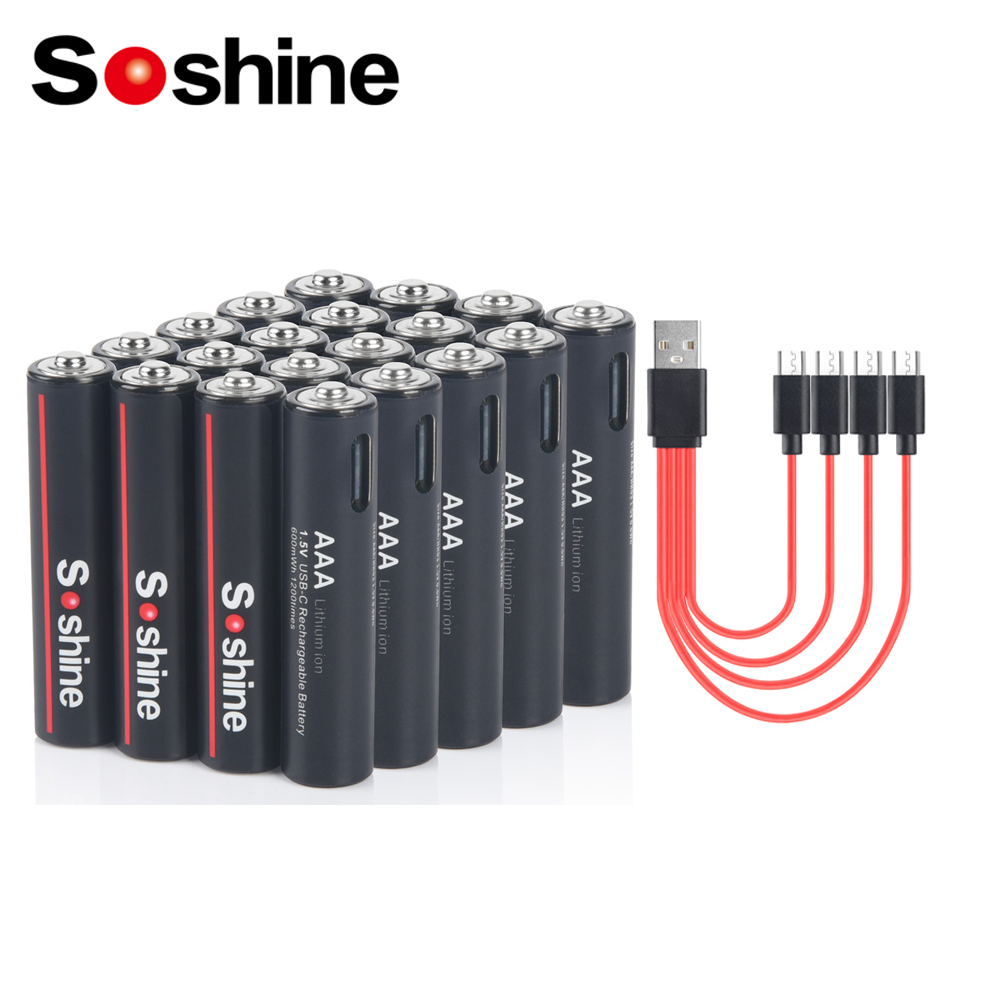 Soshine 1.5V 600mWh USB Li-ion Aaa Battery AAA Rechargeable Battery 3A 1.5Volt Lithium Batteries Toys Camera Flashlight Clock