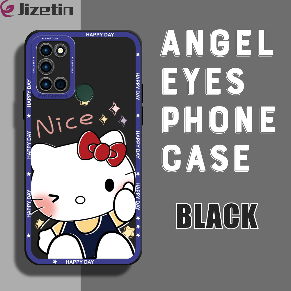 Jizetin for Realme C17 / Realme 7i Back Cover Sweet Kitty Lens Full Protection Frame Phone Case Soft TPU Shockproof Mobile Phone Cases