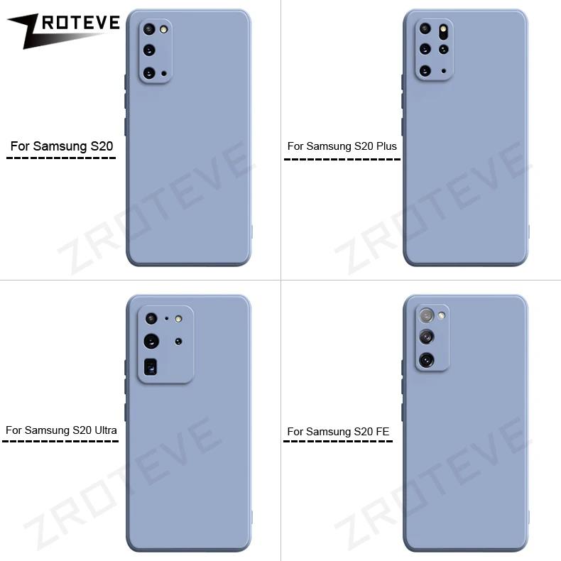 S20FE Case ZROTEVE Square Soft TPU Liquid Silicone Cover For Samsung Galaxy S20 FE S 20 Plus Ultra Shockproof Phone Cases. 