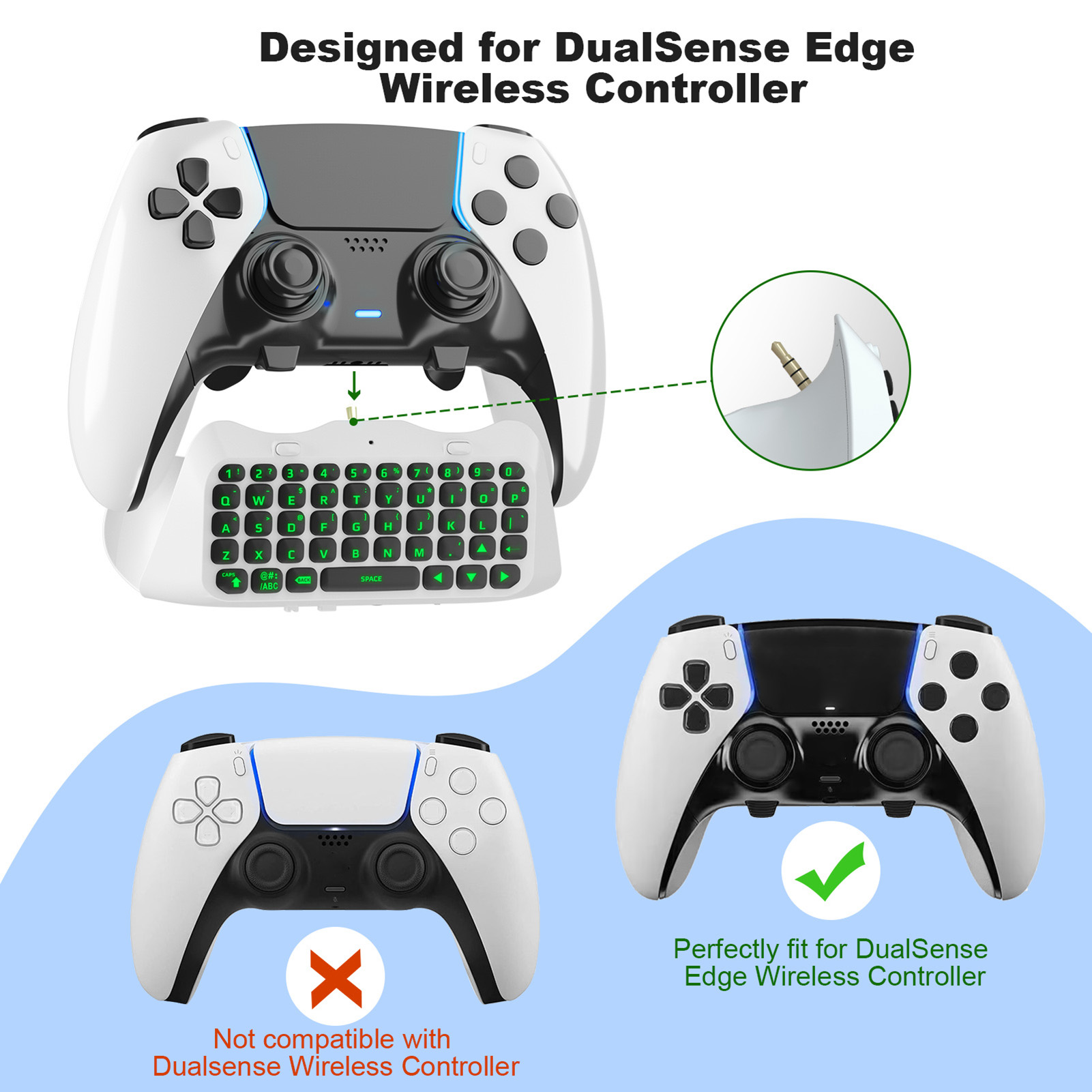 Backlit Keyboard for Gamers Wireless Backlit Keyboard with Speaker for Ps5 Elite Easy Plug Play less Than Gaming Keyboard with Green Backlight. 