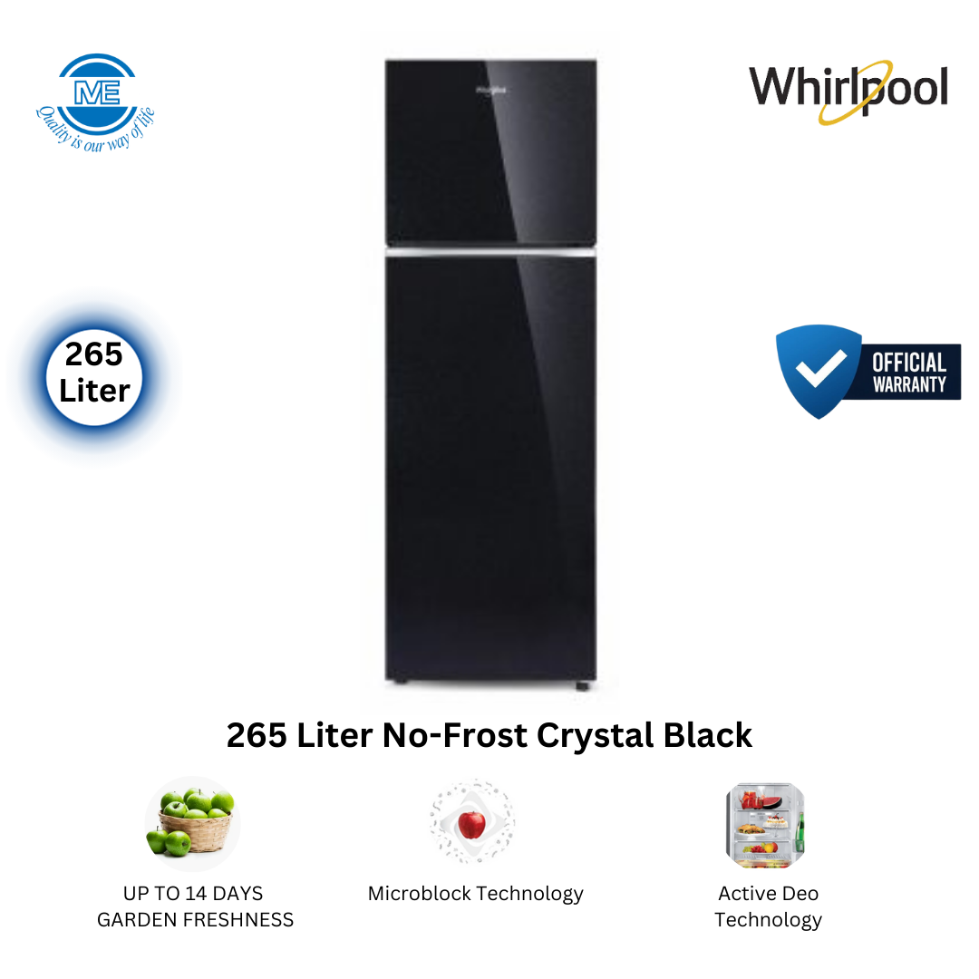 WHIRLPOOL 265 Liter No-Frost 5-Star Energy Class Inverter Refrigerator NeoFresh Crystal Black With Free Delivery and Official Warranty