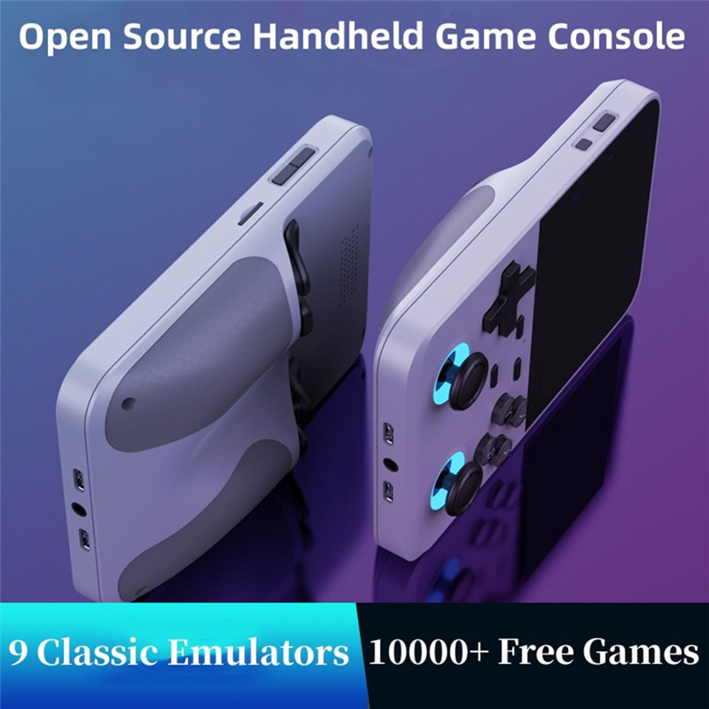 D007PLUS Hand-Held Gaming Device 10000+ Games 3.5 Inch IPS Screen Linux System Retro Game Players (Champagne). 