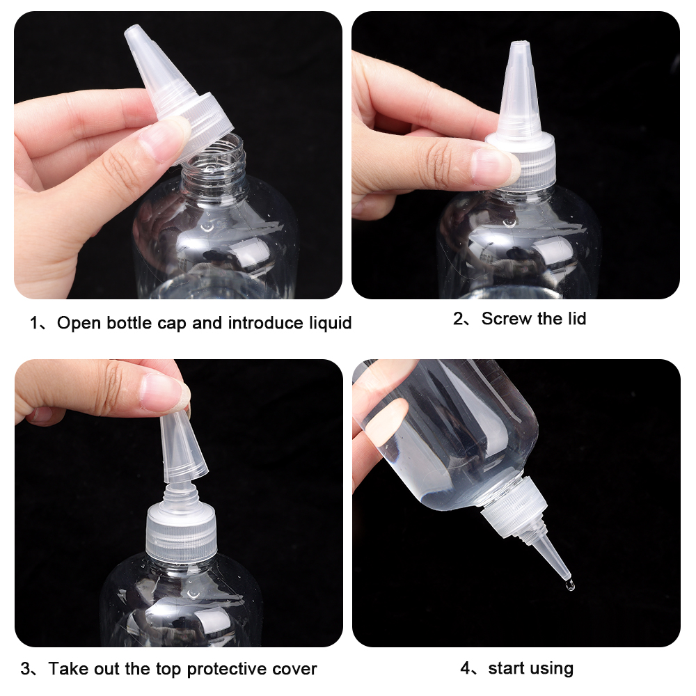 500ml/1000ml Kitchen Pointed Nose Clear Squeeze Sauce Bottle Sealable. 