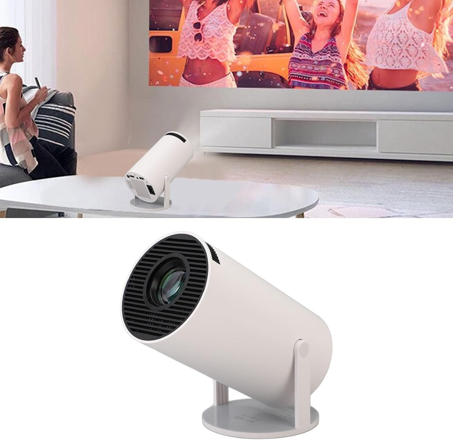 Portable Projector, 4K 1080P Support 2.4 5G V5.2,270° Rotatable. 