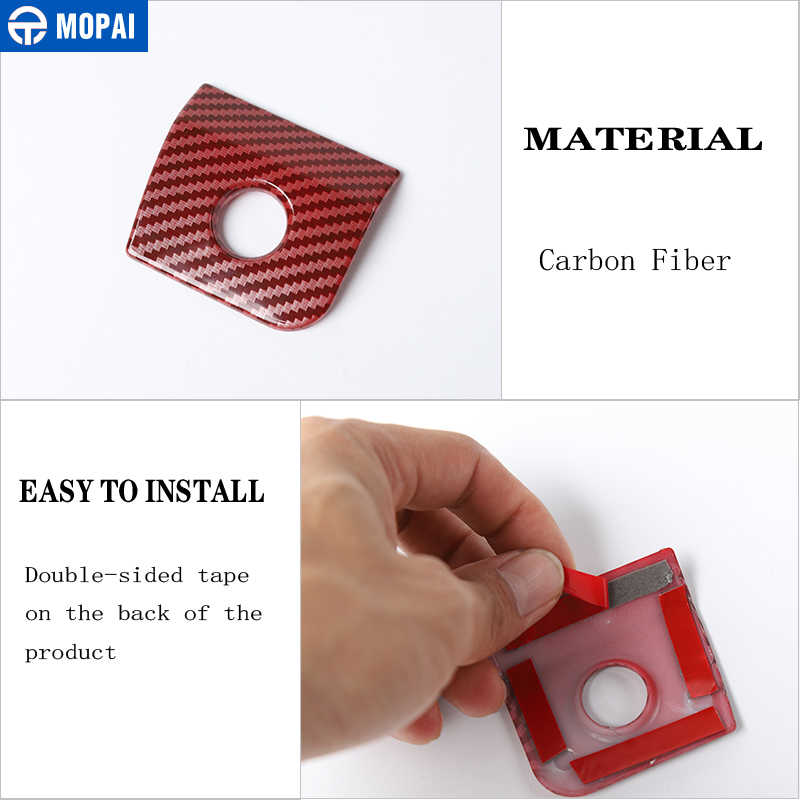 Red Carbon Fiber Car Interior Decoration Cover Stickers Accessories for Ford Mustang 2015 2016 2017 2018 2019 2020 2021 2022. 