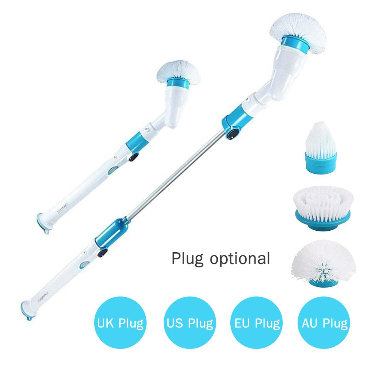 Electric Spin Scrubber Multi-functional Cordless Rechargeable Bathroom  Scrubber Cleaning Brush with Replaceable 3 Brush Heads And Extension Handle  (EU/US/AU/UK)
