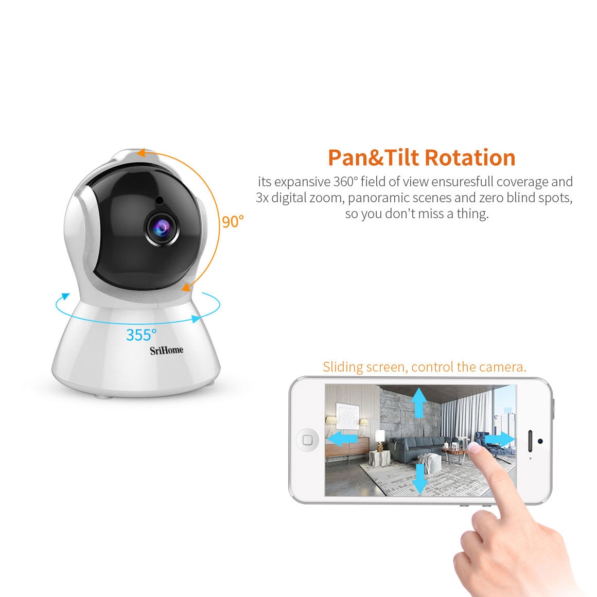 SriHome SH025 2.0 Million Pixels 1080P HD AI Auto-tracking IP Camera, Support Two Way Audio / Motion Tracking / Humanoid Detection / Night Vision / TF Card, AU Plug. 