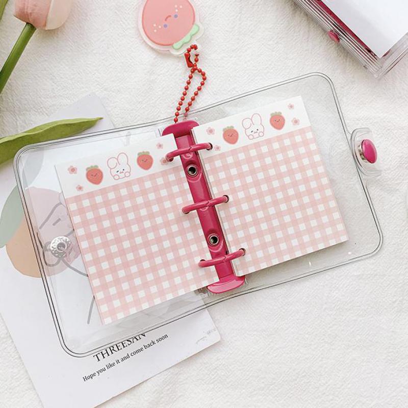 【happy one】Mini Size Clear 3 Ring Loose-leaf Notebook Set School Supplies Ring Planner Presented By Kevin&sasa Crafts. 