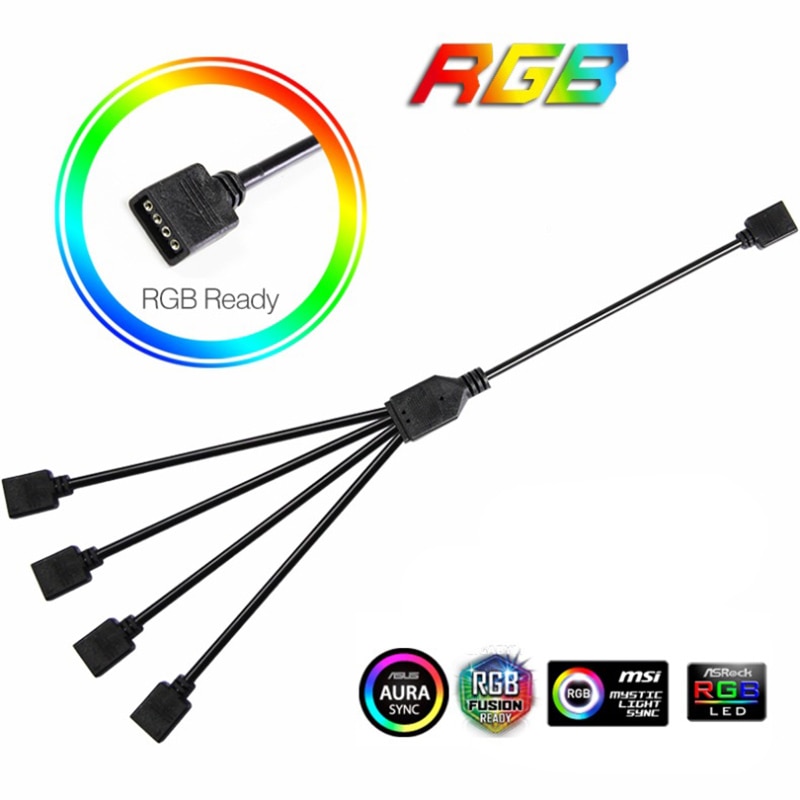 Motherboard RGB SYNC Splitter 5V 3Pin ARGB/12V 4Pin RGB SYNC HUB Transfer Extension Cable For M/B ASUS GIGABYTE MSI. 