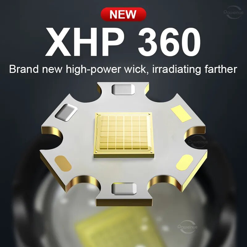 Ultra Bright XHP360 LED Flashlight High Power Flash Light Type-C Rechargeable Lamp Telescopic Zoom Torch Outdoor Camping Lantern. 
