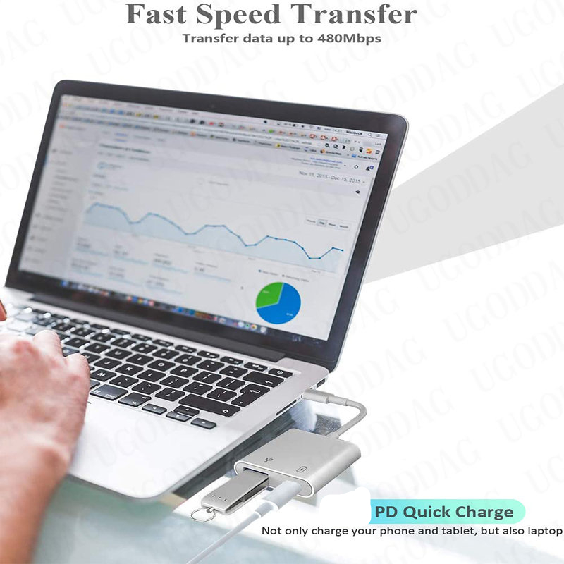 Type C OTG Adapter 2 in 1 USB C to USB Female with PD Charging Port Adapter For Google Pixel 4XL Google Chromecast Google TV