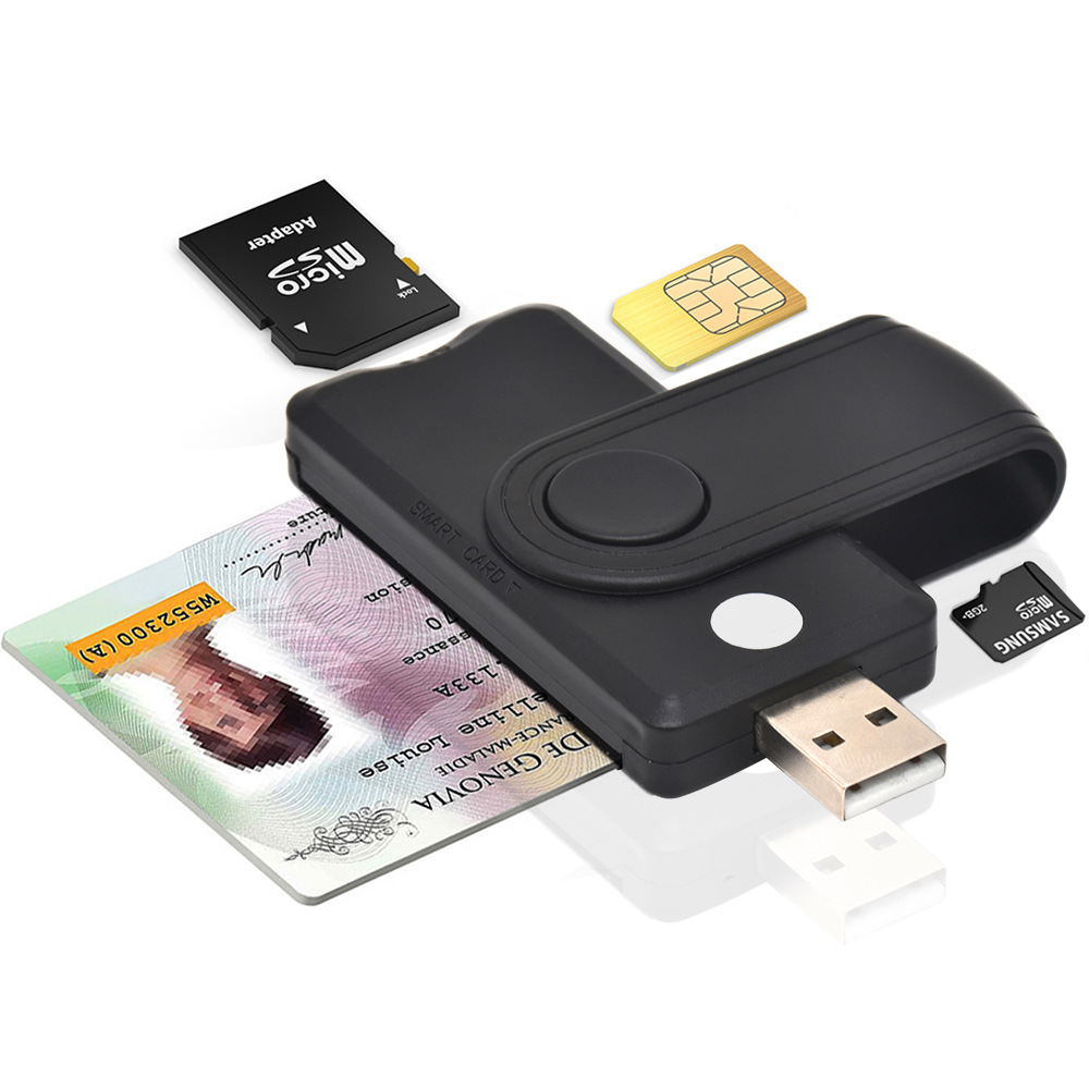 USB2.0 All-in-One Smart Card Reader SIM SD TF ID IC Smart Card Reader. 