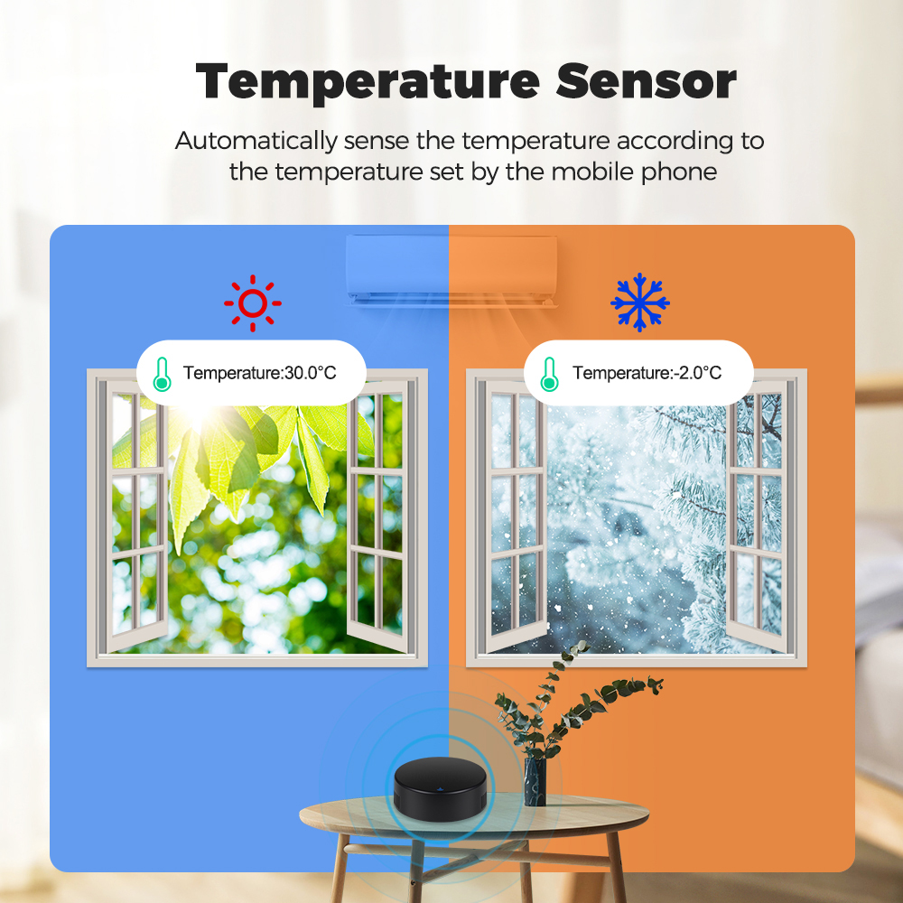 ROVF - Tuya Wifi IR Remote Control Universal Temperature Humidity Sensor - for Fan TV Voice Alexa Google Home. 