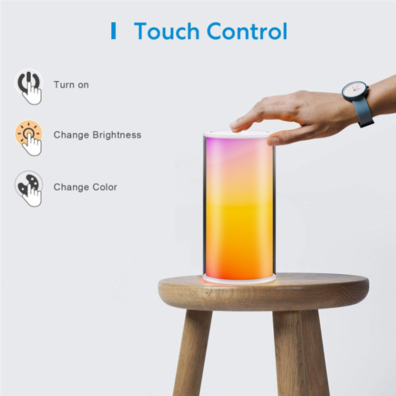 Tuya Smart WiFi Table Lamp RGBW Dimmable 12LED Light Touch Control Bedside Night Light for Alexa Home. 