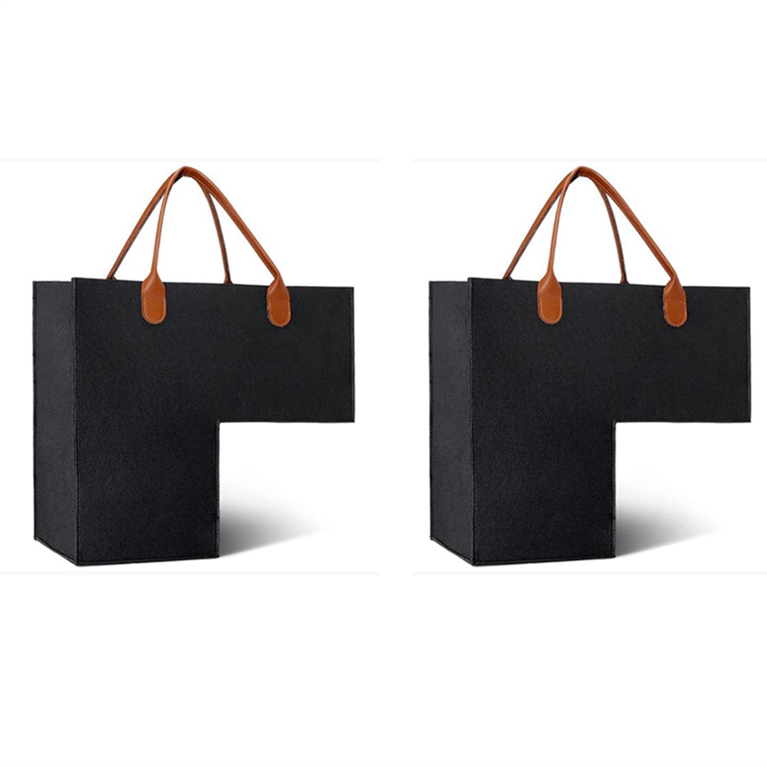 2Pcs Stair Basket with Leather Handles for 16Inch Carpeted,Black