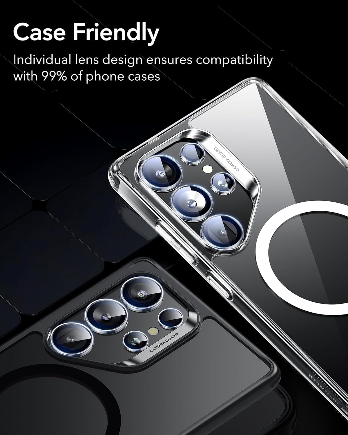 ESR for Samsung Galaxy S25 Ultra Camera Lens Protector – Scratch-Resistant Ultra-Thin Tempered Glass with Aluminum Edging, Case Friendly (1 Set). 