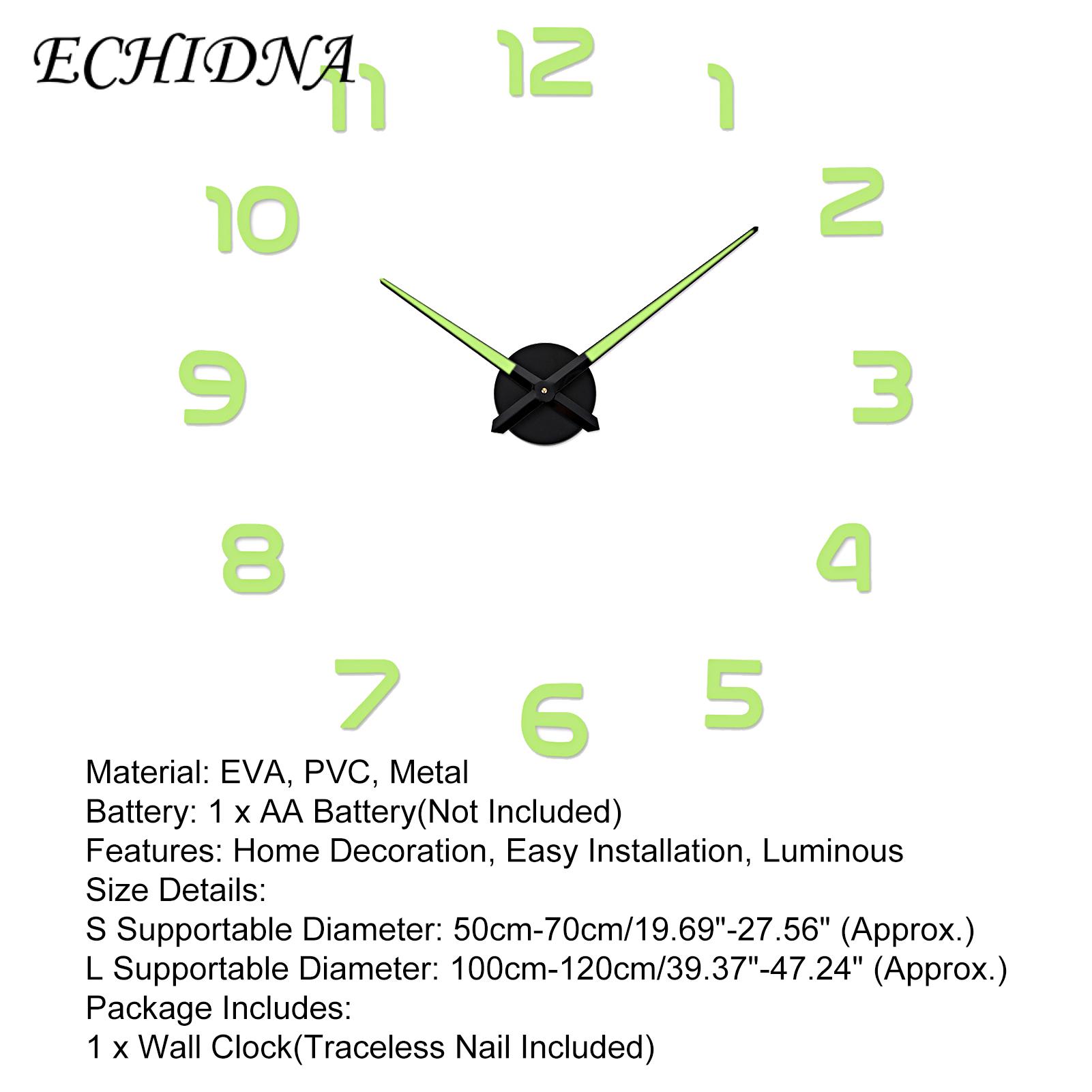 ECHIDNA Digital Clock Non Ticking Luminous Numbers Ha Indoor Clock. 