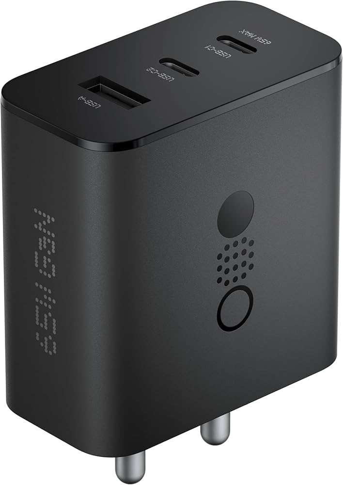 CMF by Nothing 65W Gan Type C 3 Port Wall Charger Adapter, USB C1 65 W, USB C2 45W, USB A 18W, Max Capacity 65 watt Adaptor. 
