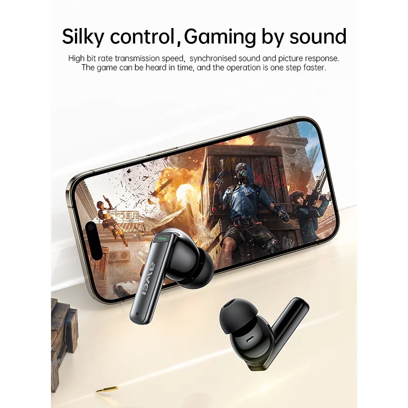 AWEI T88 ANC TWS Earbuds,  -35dB Deep Noise Cancelling Wireless Headphones with ENC and 4 Microphones In-Ear Handfree Earbuds. 