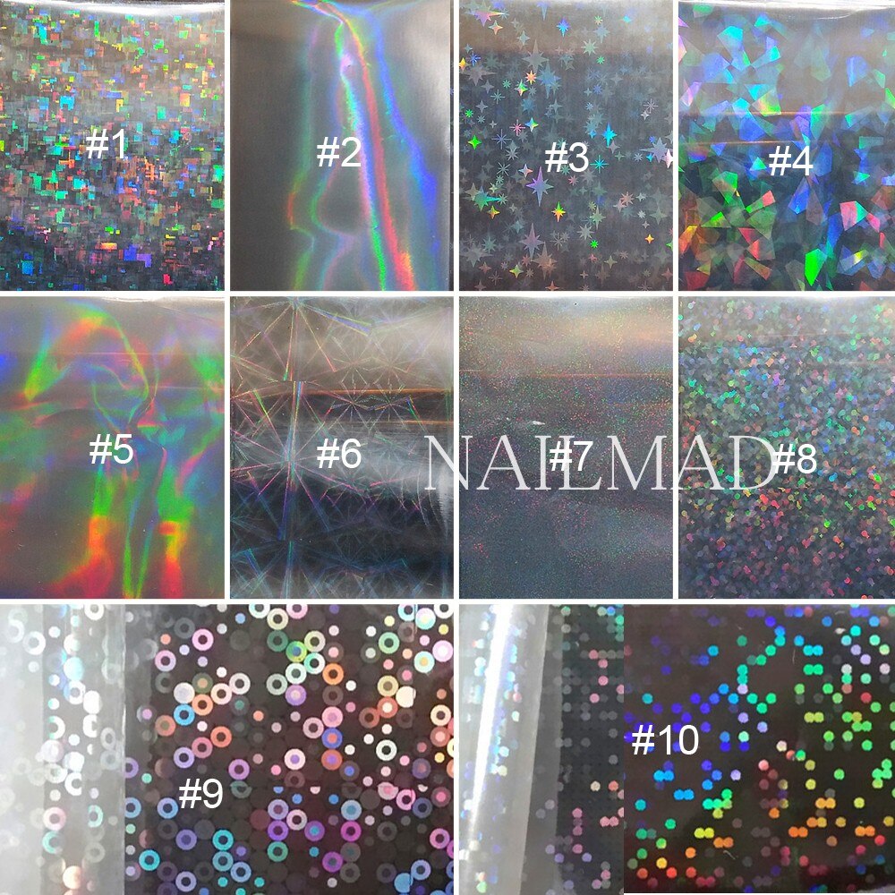 【happy one】10pcs 4*50cm Clear Nail Stickers Holographic Holo Triangle Nail Art Decal For Manicure Decorations. 
