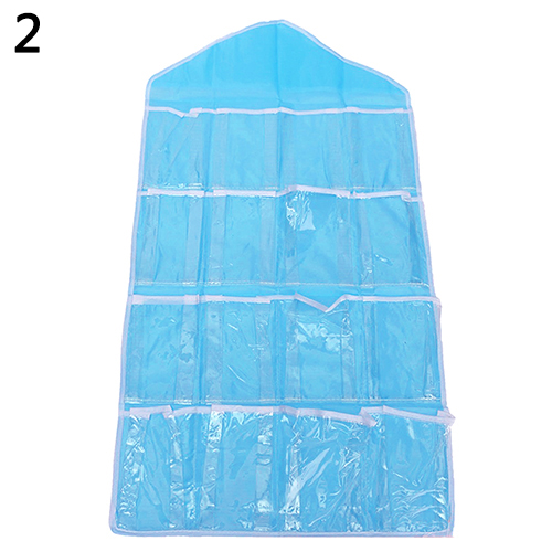 Transparent Sorting Storage Bag 16 Pockets Hanging Organizer Socks Underwear Closet