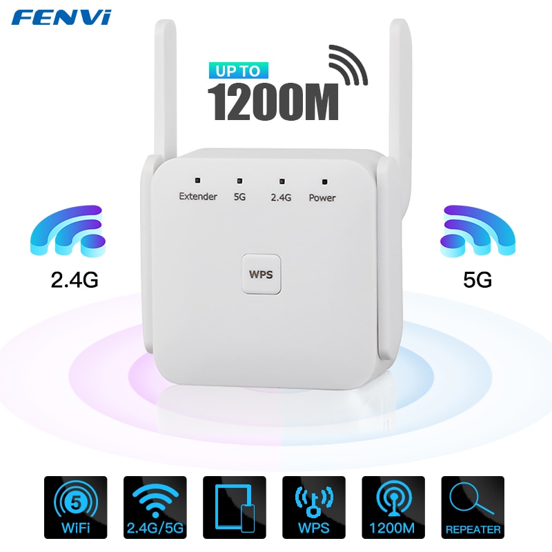 5Ghz AC1200 WiFi 1200Mbps Router WiFi Extender Amplifier 2.4G/5GHz Wi-Fi Signal Booster Long Range Network Access Point. 