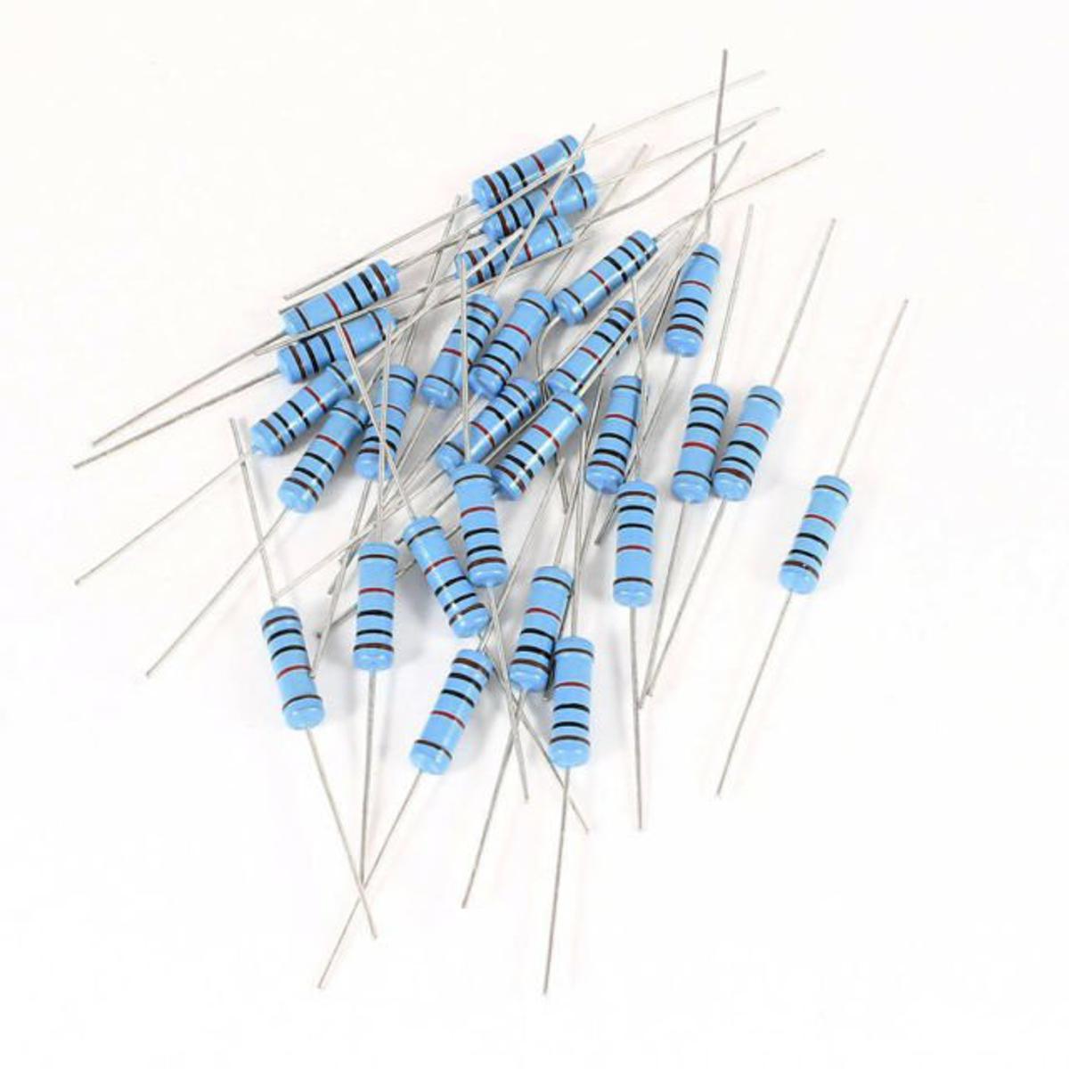 50Pcs- Tolerance 1% 10K Ohm Resistor 10K Ohm Carbon Film Resistor 10K Ohm 1/4W Resistance 0.25 Watt Fixed Resistors 2 Pin Leads
