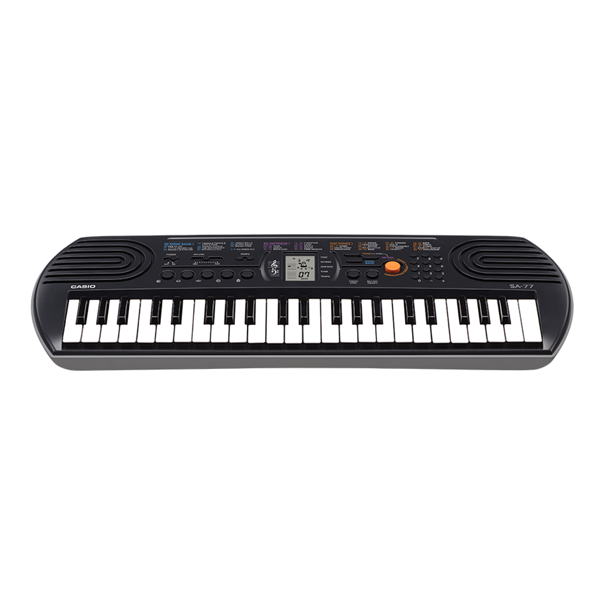 Casio SA-77 Portable Musical Keyboard Piano - Black & Grey with adapter. 