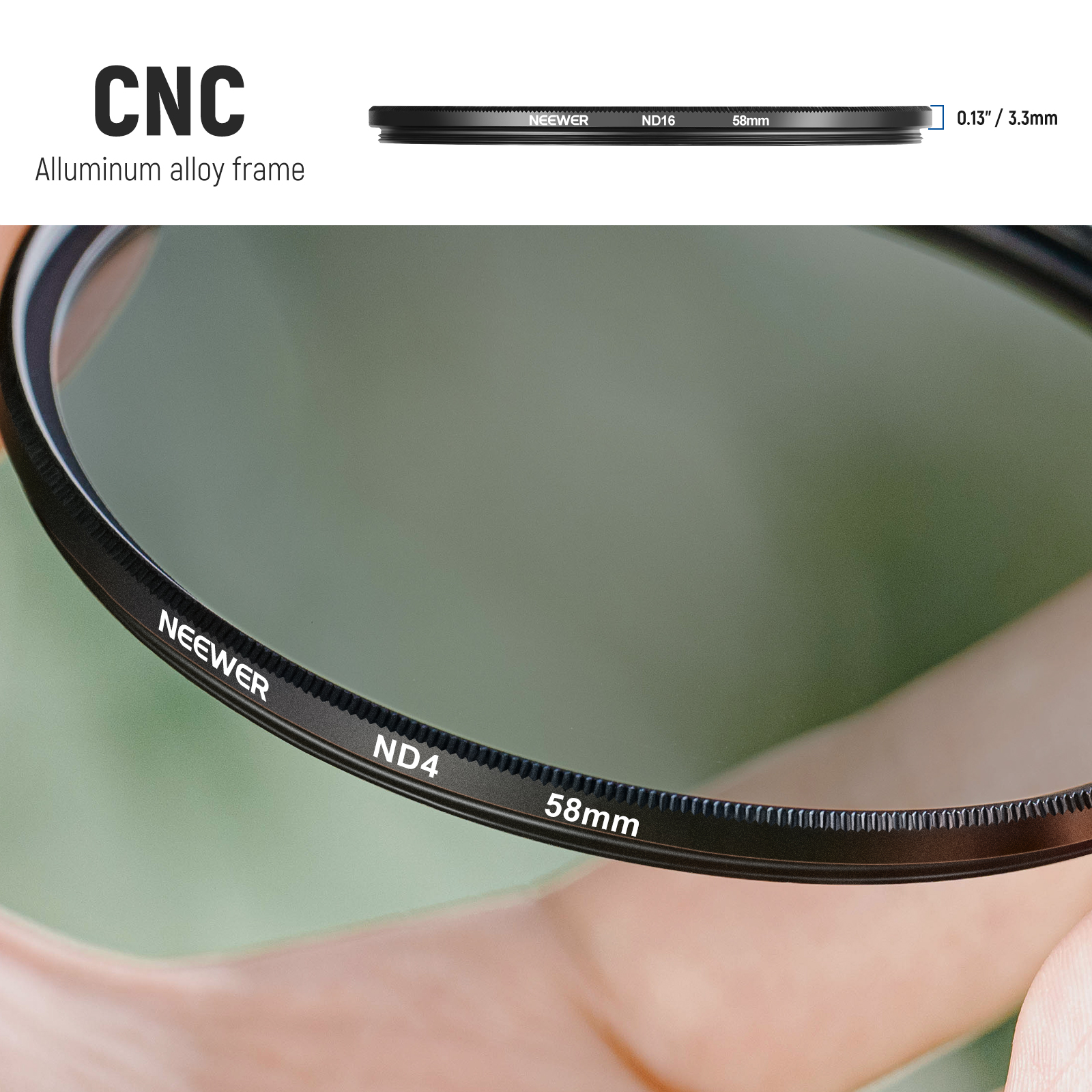 NEEWER ND Lens Filter Kit ND2 ND4 ND8 ND16 Filter Kit For Canon Nikon Sony Panasonic DSLR Cameras with 49mm Lens. 
