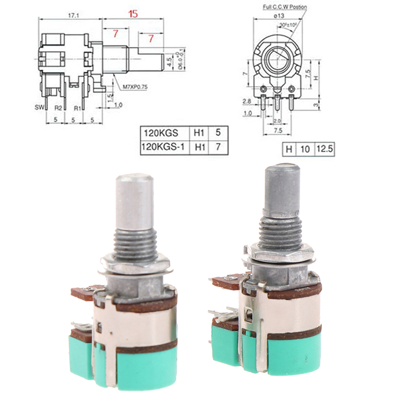 H120 Stereo Channel With Switch A50K A10K 15mm Half Shaft Volume Potentiometer Double Potentiometer Demoo. 