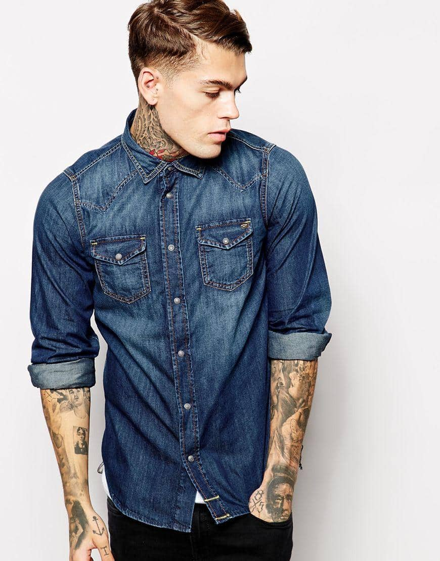 denim long sleeve outfit men