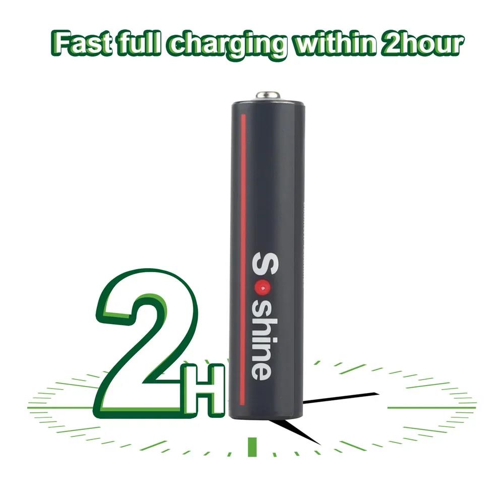 Soshine 1.5V 600mWh USB Li-ion Aaa Battery AAA Rechargeable Battery 3A 1.5Volt Lithium Batteries Toys Camera Flashlight Clock. 