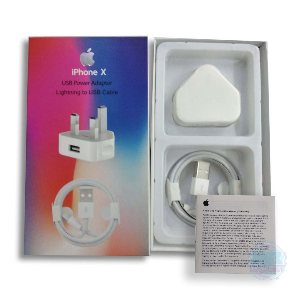 Applle 5W USB Power Adapter with cable 3 pin for iPhone X,8, 7, 7 Plus, 6, 6s, 6plus, 5, 5c, 7s, SE, iPad, iPod. 