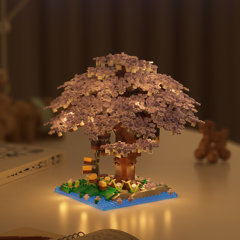 Jihui M3079 Yigao cherry blossom tree building blocks puzzle assembly girl birthday valentine's day gift cross-border toys. 