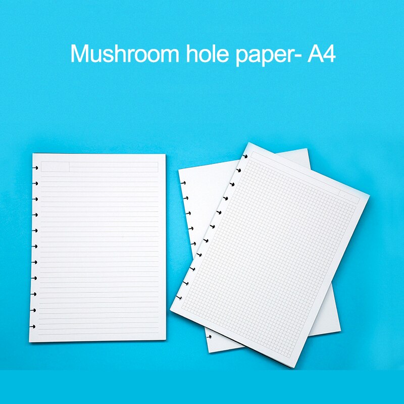 【happy one】Fromthenon A4 Mushroom Holes Refill Ring Notebook Paper Blank Grid Line Disc-bound System Diary Accessories. 