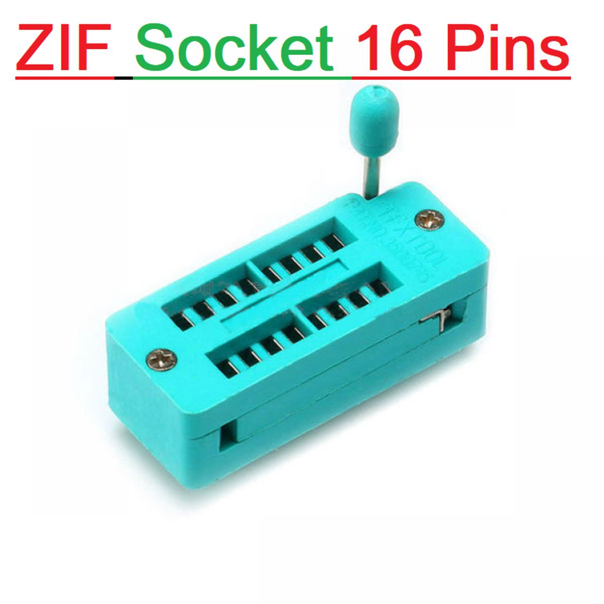 16 Pin Universal ZIF Socket 16Pin DIP 16 Pins 2.54mm Pitch IC Chip ZIF Socket Adaptor For Electric Fittings Universal IC Test And Program Electronics Circuitry & Parts