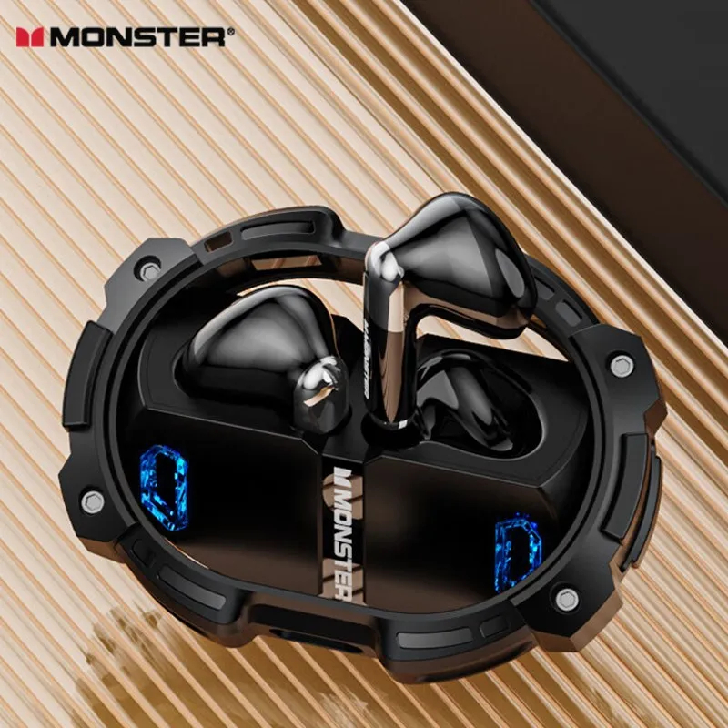 Original Monster XKT10 Pro Ture Wireless Bluetooth 5.3 Low Latency Headset Fast Charging Headphones Noise Reduction Earphones. 