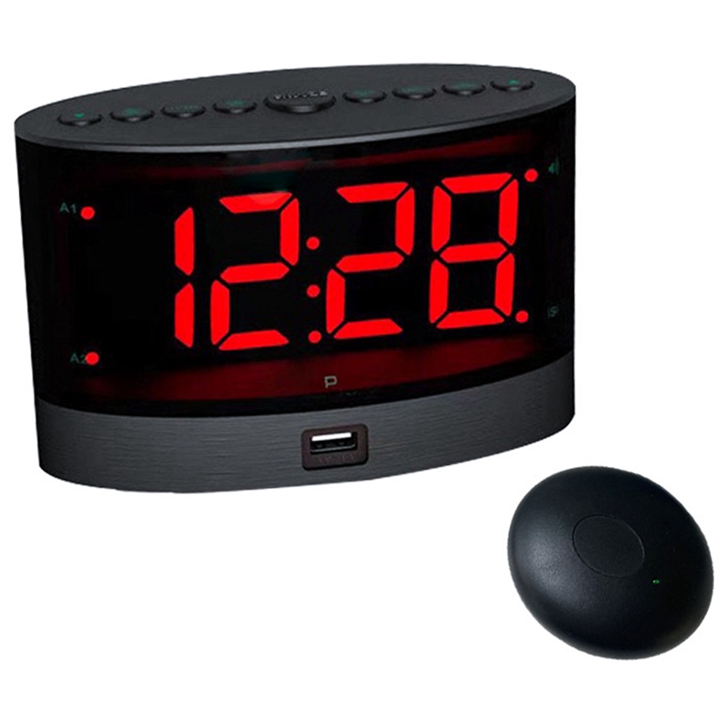 Extra Loud Alarm Clock with Wireless Bed Shaker,for Heavy Sleepers. 