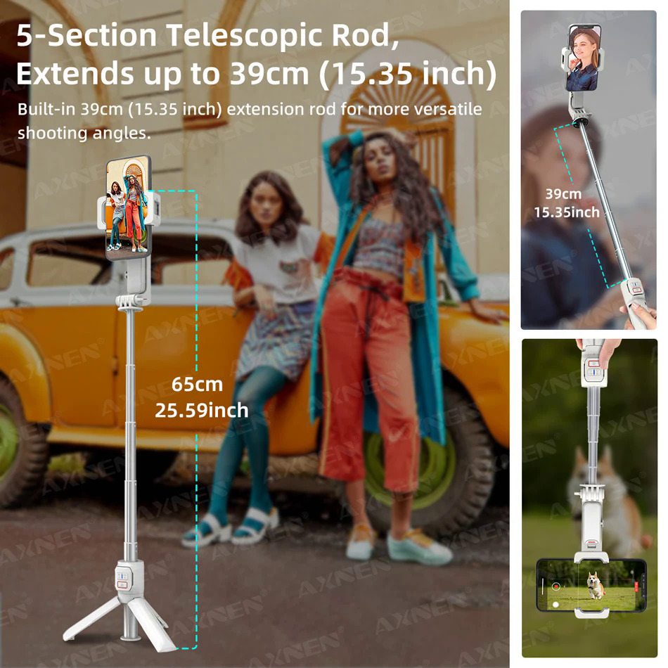 NEW AXNEN HQ2 Handheld Gimbal Cellphone Stabilizer Selfie Stick Tripod with Fill Light Telescopic Rod Monopod for iPhone Android. 
