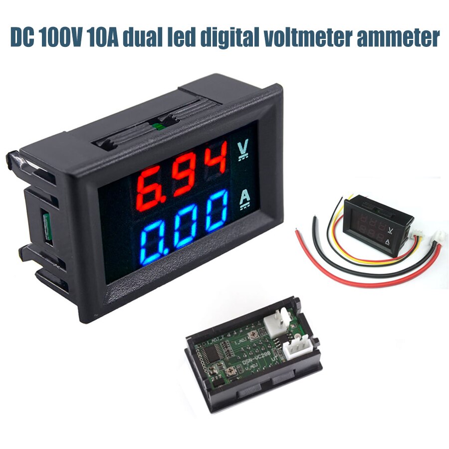DSN-VC288 DC 100V 10A Voltmeter Ammeter Blue + Red LED Amp Dual Digital Volt Meter Gauge Voltage Current Home Use Tool. 