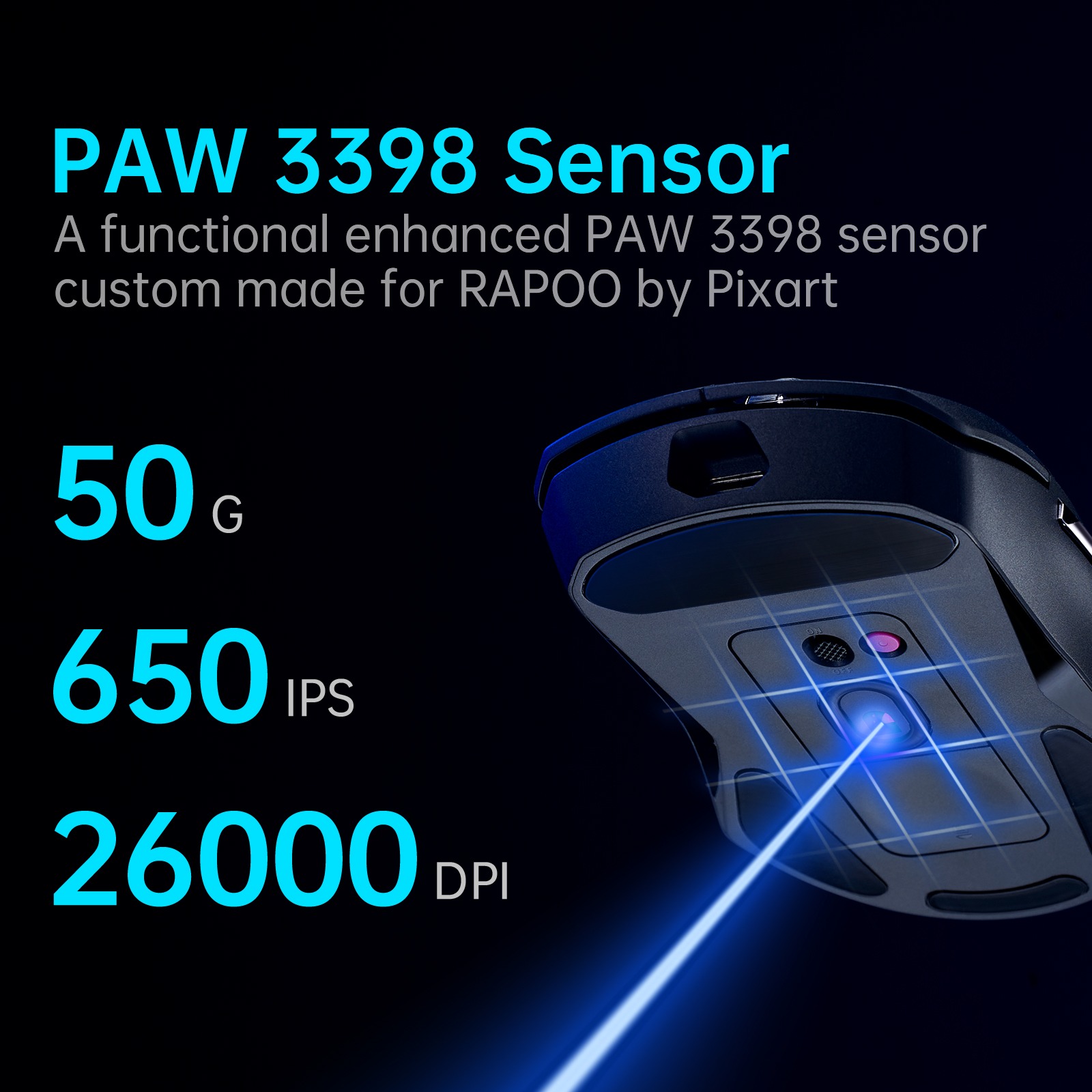 Rapoo VPRO VT9PRO Ultra-Light Dual-Mode Gaming Mouse with 26000DPI PAW3398 Sensor - for Pro Gamers