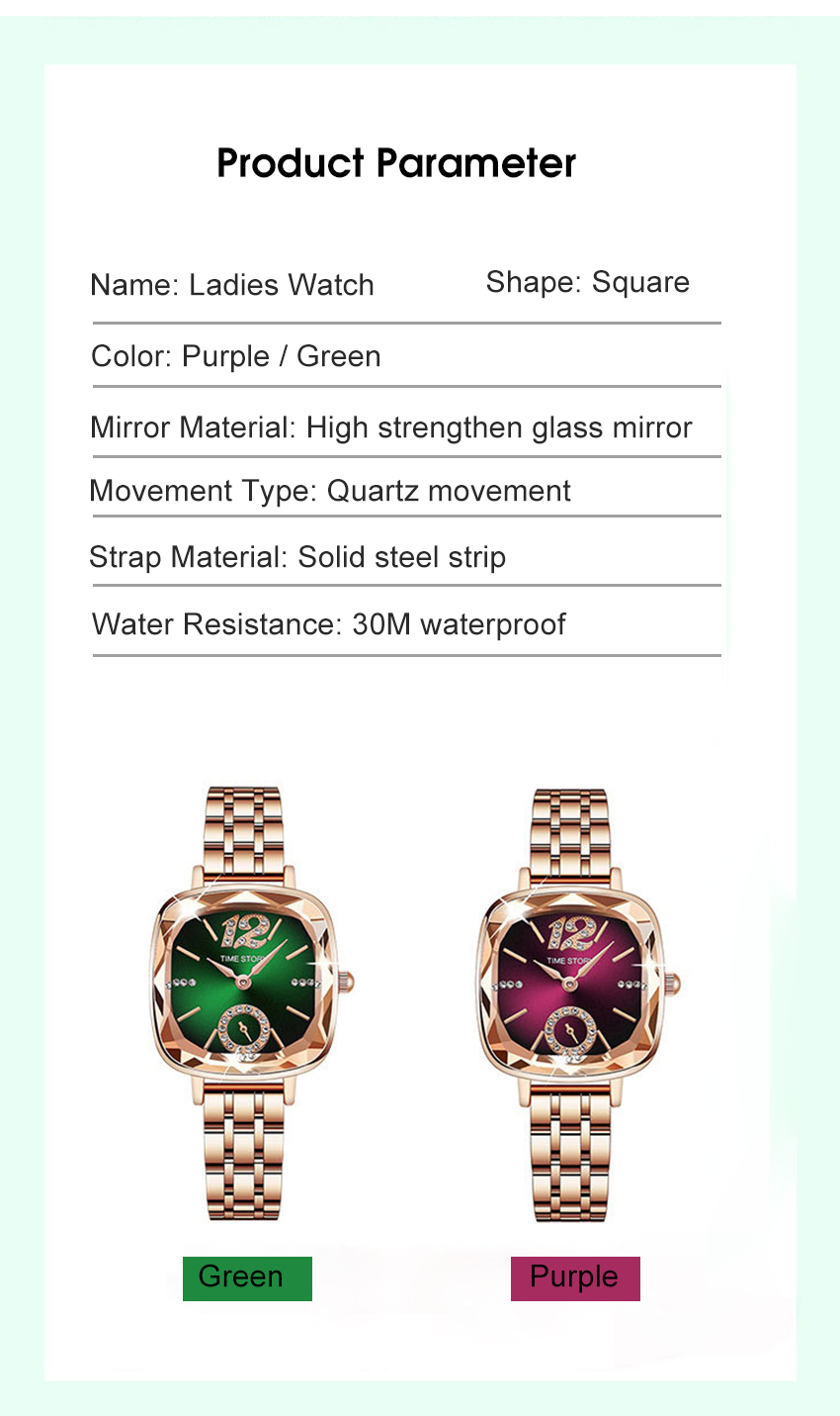 LouisWill Square Retro Quartz Diamond Watches description image 7
