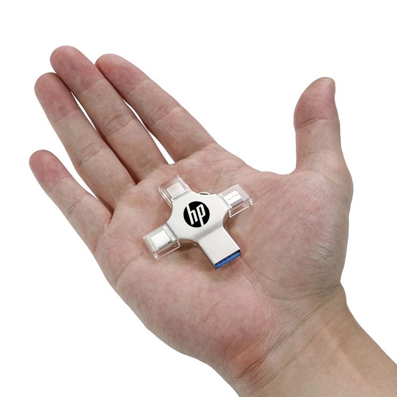 【100%Original+FREE Shipping+Ready Stock+COD】HP 2TB 4-in-1 flash drive USB 3.0 Memory Stick OTG Pendrive Fast Speed Type-C For i/O/S/Tablet/Android/Smartphone/PC. 