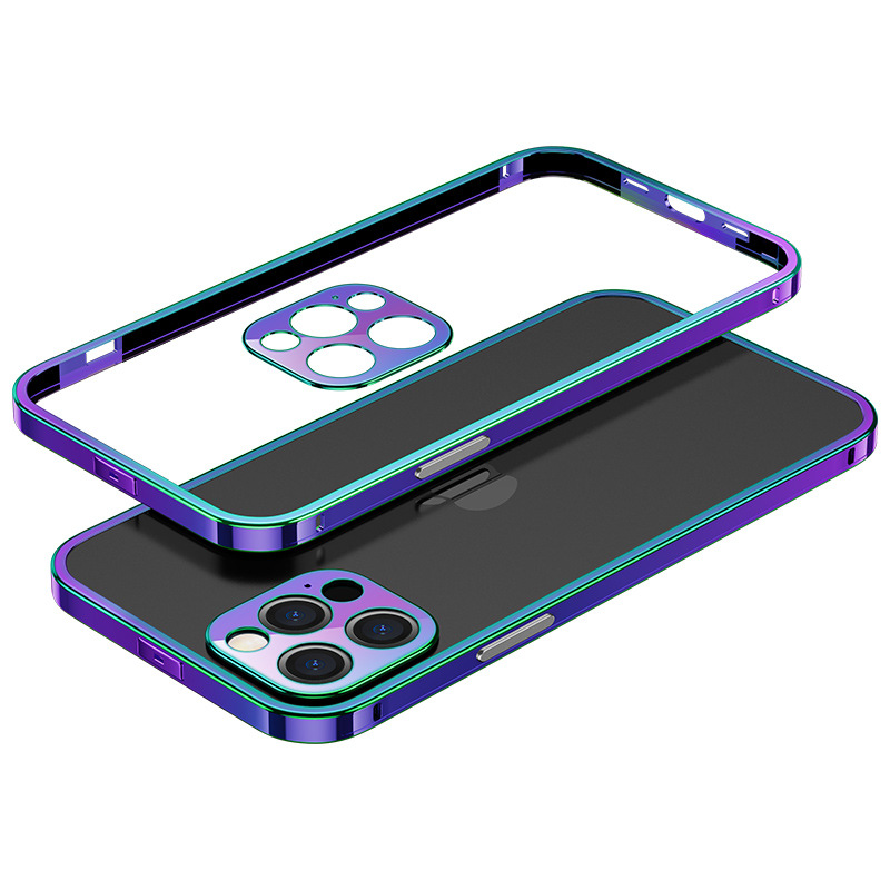 Stainless Steel Frame + Lens Simple and Universal iphone Colorful Gold Solid Color Wireless Protective Sleeve. 